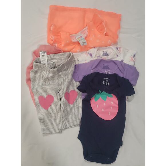 Carter's Gerber's Baby Newborn Onesie Shirt Pant Clothes Bundle 4 Just Born Baby - Picture 3 of 3